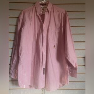 Tommy Hilfiger Long Sleeve Button Up Shirt Red White Striped Men’s Med 15 1/2-33